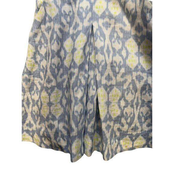 Gap Womens Sleeveless V-Neck Dress Size 2 Blue & Yellow Ikat Print 100% Linen - Picture 7 of 10
